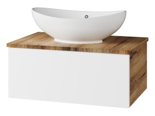 Подвесная тумба под раковину Misty Ива 70см белый/дуб Вотан